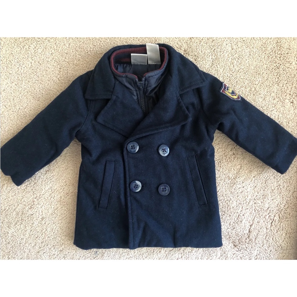 Koala Baby Boy Size 9M Navy Wool Blend Peacoat Dress Jacket Coat